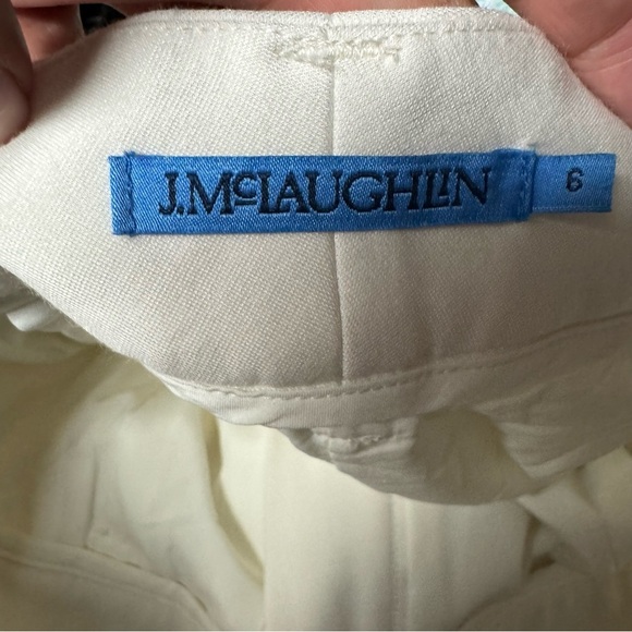 J. McLaughlin Newman Pants Trousers Wide Leg Pleated Size 6 Cream Nautical Work - Picture 5 of 12